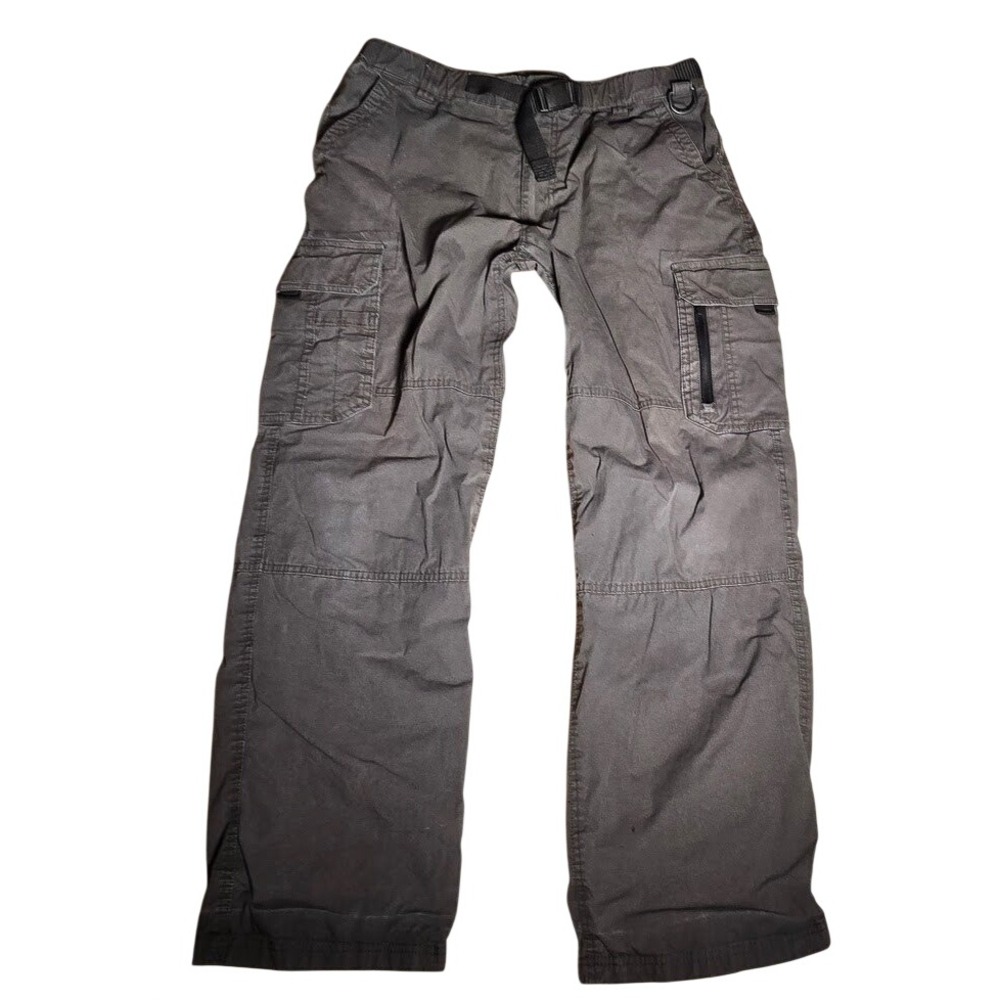 BC Clothing Mens Cargo Pants Gray Integrated Belt Hiking Work Trousers L x 32